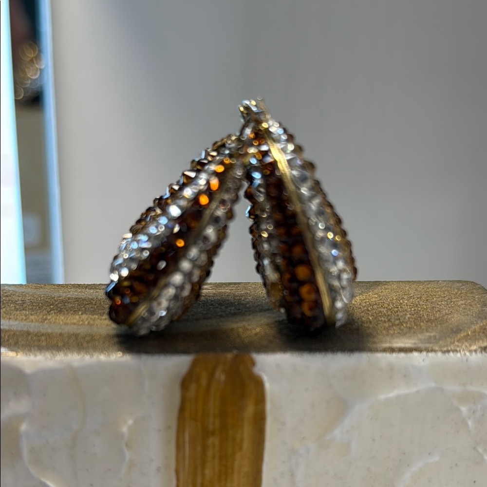Elegant Silver and Gold Chunky Hoop Earrings - Picture 4 of 5